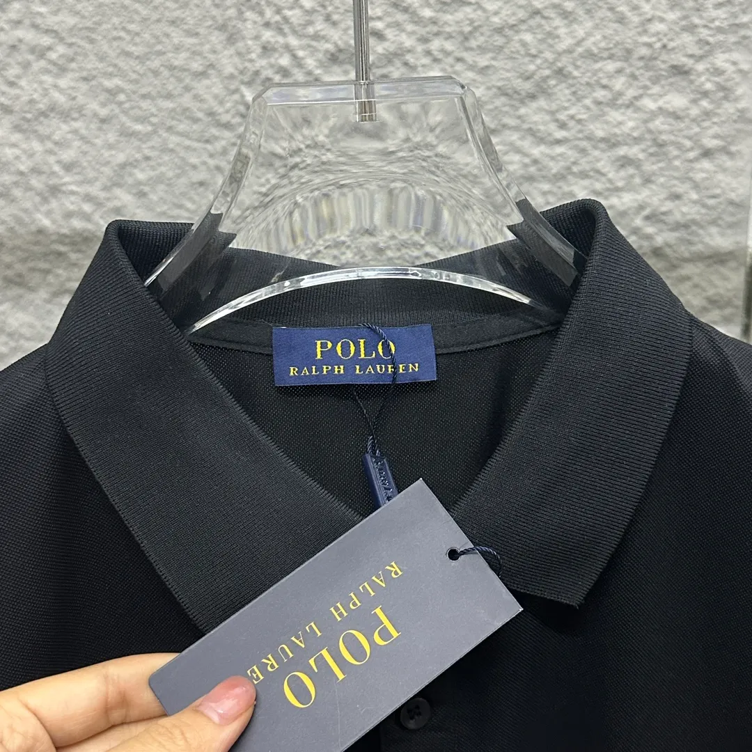 🅿️180 Ralph Lauren POLO 2025 spring and summer new style, simple classic logo small embroidery pique fabric, short-sleeved polo, same style for men and women Size: M L XL 2XL 3XL Color: black white